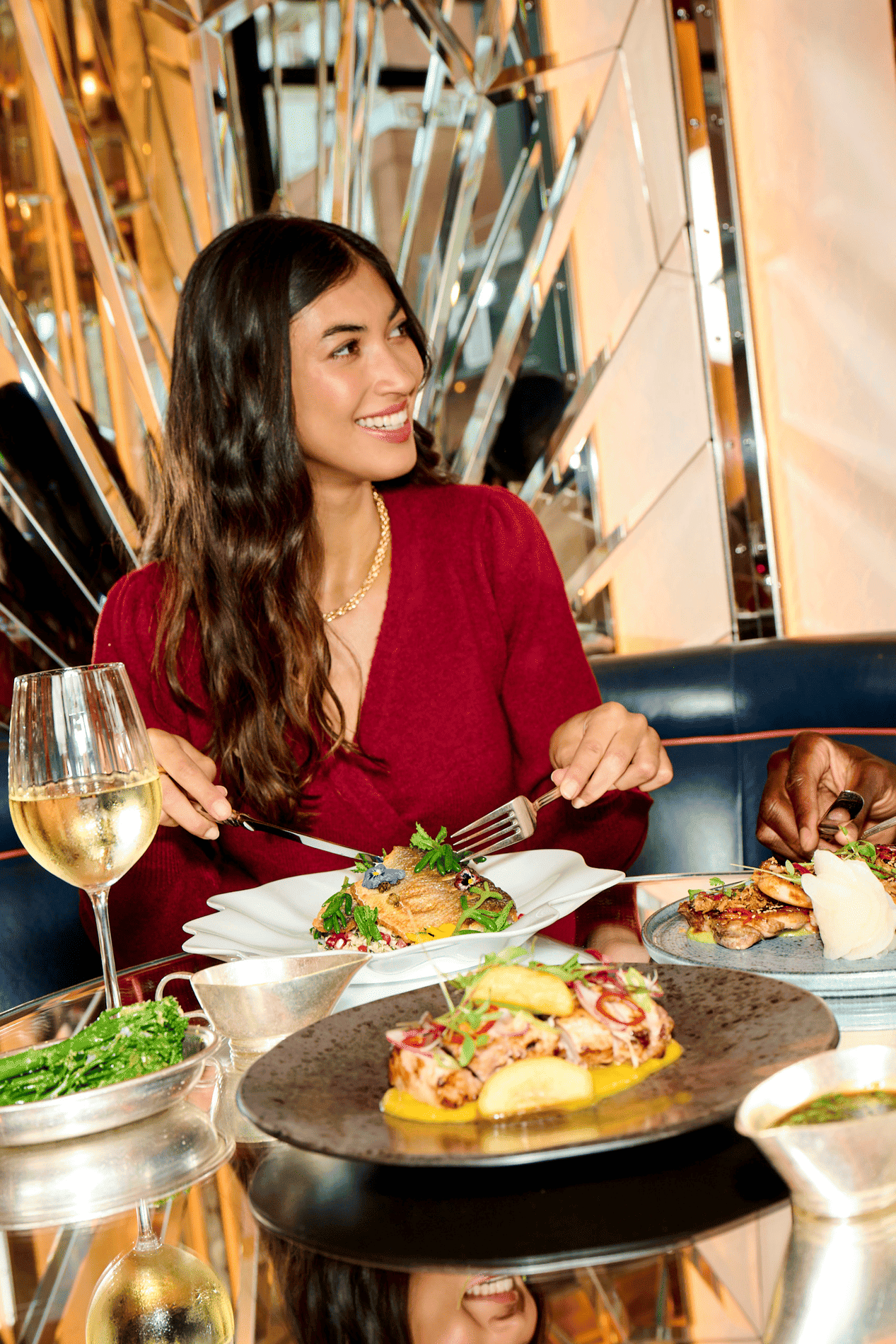 Guest dining from seasonal menus at Brasserie of Light.